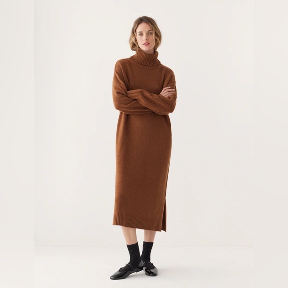 Frank & Oak Brown Lambswool Long Sleeve Dress - Picture 1 of 10